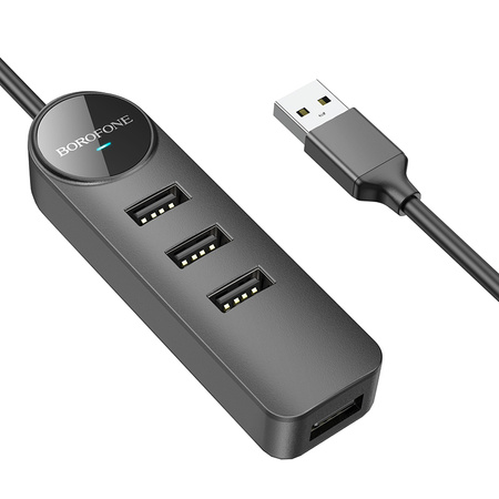 Borofone Adapter DH5 Erudite 4 w 1 - USB na 4xUSB 2,0 - 1,2 metra czarny