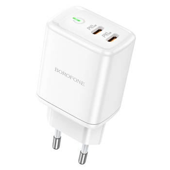 Borofone Netzladegerät BN9 Reacher - 2×Typ C - QC 3.0 PD 35W weiß
