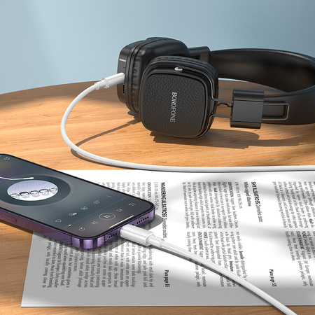 Borofone Kabel AUX BL21 Lemon - Lightning na jack 3,5mm - 1 metr biały