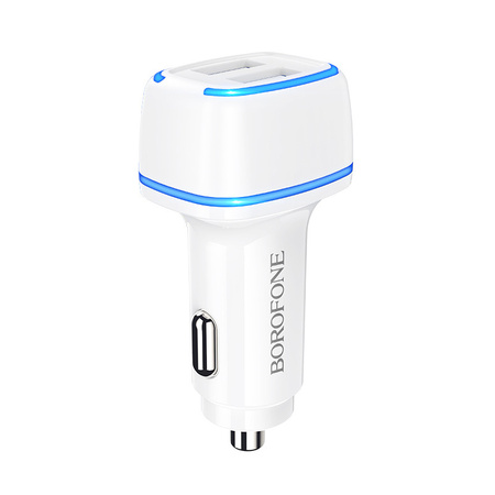 Borofone Ładowarka samochodowa BZ14 Max - 2xUSB - 2,4A z kablem USB na Micro USB biała
