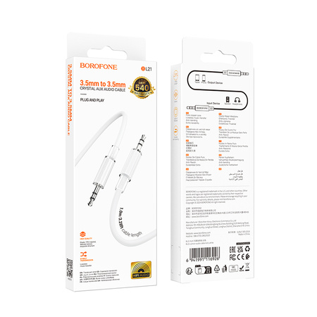 Borofone AUX-Kabel BL21 Lemon - Klinke 3,5mm auf Klinke 3,5mm - 1 m weiß