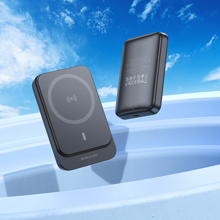 Borofone Power Bank 10000mAh BJ63A Nimble - Typ C - PD 20W magnetyczny z ładowaniem indukcyjnym czarny