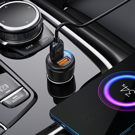 Borofone Ładowarka samochodowa BZ17 Core - 2xUSB - QC 3,0 18W z kablem USB na Micro USB czarna