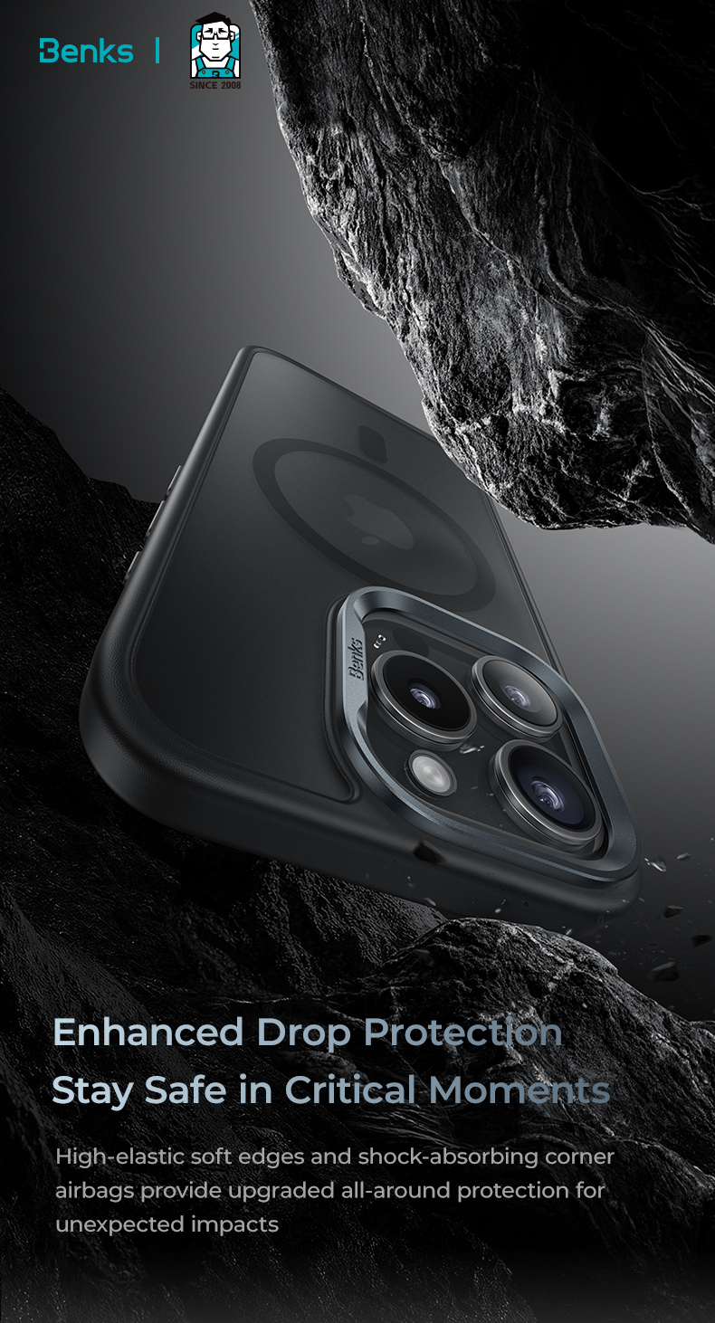 Twój iPhone 16 Pro Max zostaje widoczny w całej okazałości, a mimo to jest chroniony - to etui znika na telefonie, nie Twój design.