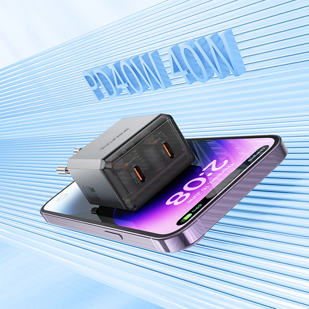 Borofone Ładowarka sieciowa BN21 Lena - 2xTyp C - PD 40W szara