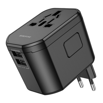Borofone Reiseadapter BAC1 - 2×USB - USA, UK, EU, AU schwarz