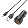 Borofone Ładowarka samochodowa BZ17 Core - 2xUSB - QC 3,0 18W z kablem USB na Micro USB czarna