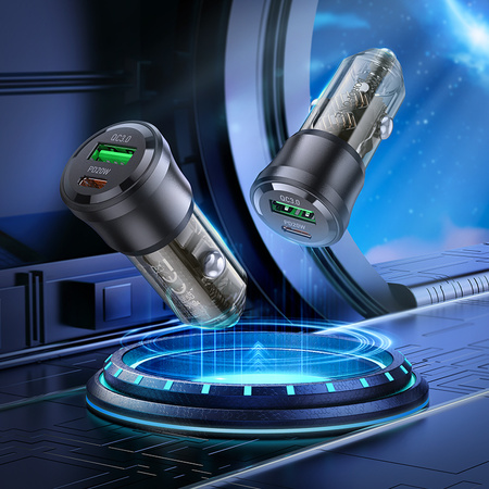 Borofone Ładowarka samochodowa BZ25 Journey - USB + Typ C - PD 38W 3A z kablem Typ C na Lightning czarna