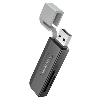 Borofone Kartenleser DH9 Wisdom 2 w 1 - USB 3.0 auf SD + Micro-SD - schwarz-grau