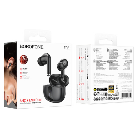 Borofone Bluetooth-TWS-Kopfhörer FQ3 Soulmate ANC+ENC schwarz