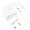 Borofone Netzladegerät BN7 - USB + Typ C - QC 3.0 PD 20W mit Kabel Typ C auf Lightning weiß