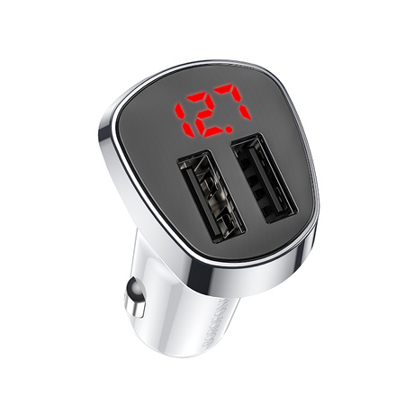 Borofone Ładowarka samochodowa BZ15 Auspicious - 2xUSB - 2,4A z kablem USB na Micro USB biała
