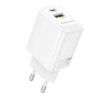 Borofone Netzladegerät BN27 Fuente - USB + Typ C - QC 3.0 PD 20W weiß
