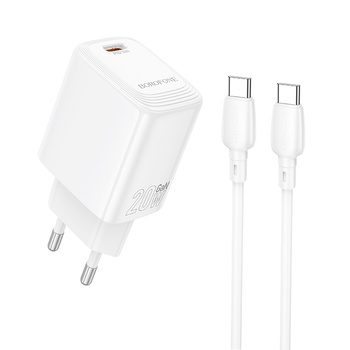 Borofone Netzladegerät BN26 Fuente - Typ C - PD 20W mit Kabel Typ C auf Typ C weiß