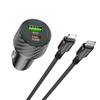 Borofone Ładowarka samochodowa BZ21 Brilliant - USB + Typ C - QC 3,0 PD 48W z kablem Typ C na Lightning czarna