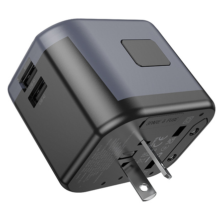 Borofone Reiseadapter BAC12 - 2×USB + Typ C - USA, UK, EU, AU schwarz