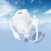 Borofone Netzladegerät BN27 Fuente - USB + Typ C - QC 3.0 PD 20W mit Kabel Typ C auf Typ C weiß