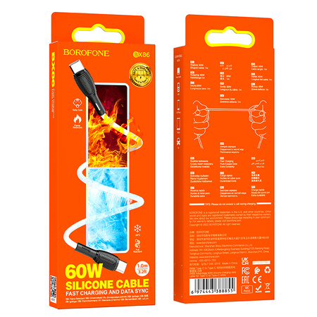 Borofone Kabel BX86 Advantage - Typ C na Typ C - 60W 1 metr biały