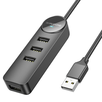 Borofone Adapter DH5 Erudite 4 w 1 - USB auf 4×USB 2.0 - 1,2 m schwarz