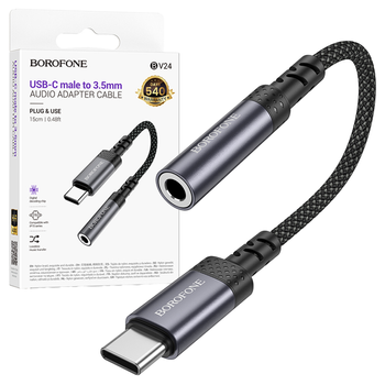 Borofone Adapter BV24 Graceful - Typ C auf Klinke 3,5mm (DAC) - grau