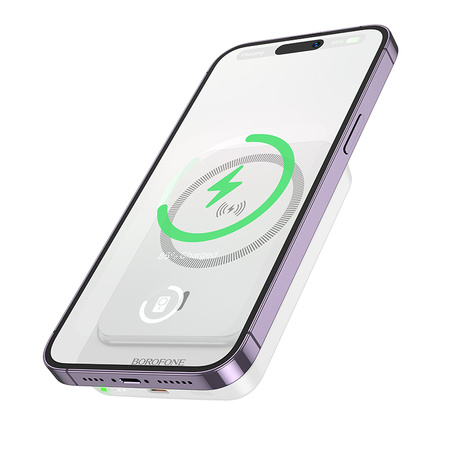 Borofone Power Bank 10000mAh BJ63A Nimble - Typ C - PD 20W magnetyczny z ładowaniem indukcyjnym biały
