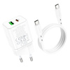 Borofone Netzladegerät BN7 - USB + Typ C - QC 3.0 PD 20W mit Kabel Typ C auf Typ C weiß
