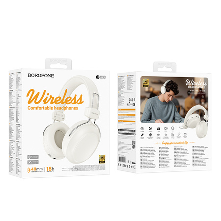 Borofone Słuchawki nauszne BO33 Melody bluetooth białe