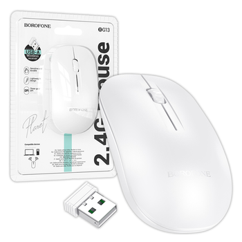 Borofone Computermaus BG14 Planet kabellos weiß