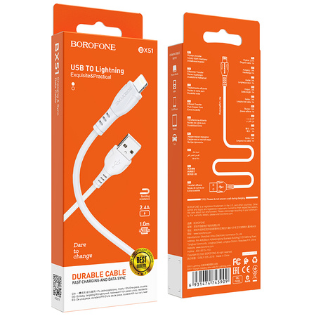 Borofone Kabel BX51 Triumph - USB auf Lightning - 2,4A 1 m weiß