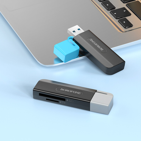 Borofone Kartenleser DH9 Wisdom 2 w 1 - USB 3.0 auf SD + Micro-SD - schwarz-grau
