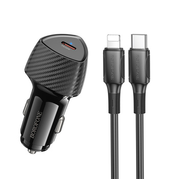 Borofone Kfz-Ladegerät BZ31B Solid - Typ C - PD 30W mit Kabel Typ C auf Lightning schwarz