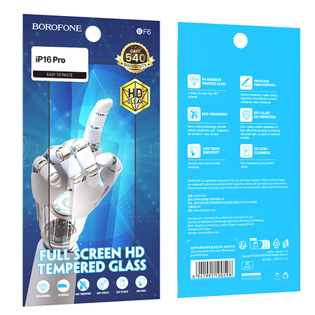 Borofone Panzerglas BF6 Diamond Armor Full Screen HD für iPhone 16 Pro/17 - 10 Stück