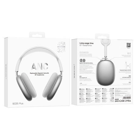 Borofone Over-Ear-Kopfhörer BO35 Plus Adorable Bluetooth ANC silber
