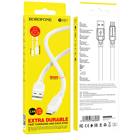 Borofone Kabel BX81 Goodway - USB na Micro USB - 2,4A 1 metr biały