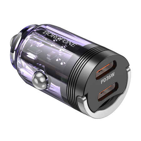 Borofone Kfz-Ladegerät BZ29B Outstanding - 2×Typ C - PD 36W 3A transparent-violett