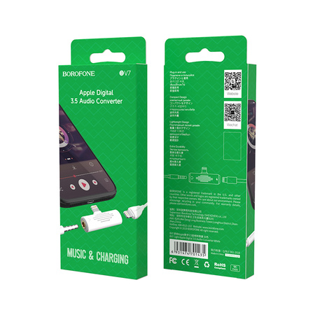 Borofone Adapter BV7 Audio - Lightning auf Lightning + Klinke 3,5mm - weiß