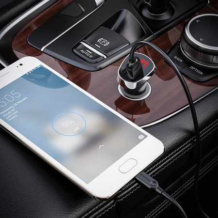 Borofone Ładowarka samochodowa BZ15 Auspicious - 2xUSB - 2,4A z kablem USB na Micro USB czarna