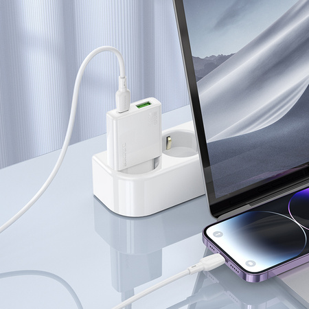 Borofone Netzladegerät BN25 Wish (Ultra Thin) - USB + Typ C - PD QC 3.0 30W weiß