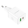 Borofone Netzladegerät BN7 - USB + Typ C - QC 3.0 PD 20W weiß