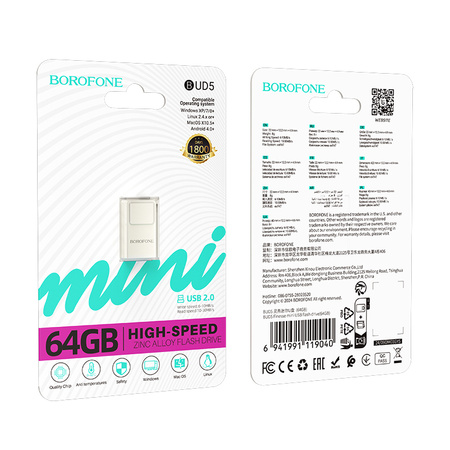Borofone Pendrive BUD5 Finesse Mini USB 2.0 64GB