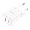 Borofone Netzladegerät BN7 - USB + Typ C - QC 3.0 PD 20W weiß