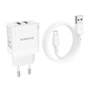 Borofone Ładowarka sieciowa BN15 Strong - 2xUSB - 2,1A z kablem USB na Micro USB biała