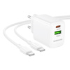 Borofone Netzladegerät BN29 Fuente - USB + Typ C - QC 3.0 PD 30W mit Kabel Typ C auf Typ C weiß