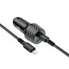 Borofone Ładowarka samochodowa BZ21 Brilliant - USB + Typ C - QC 3,0 PD 48W z kablem Typ C na Lightning czarna