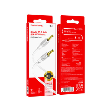 Borofone Kabel AUX BL19 Creator - jack 3,5mm na jack 3,5mm - 1 metr biały
