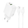 Borofone Netzladegerät BN29 Fuente - USB + Typ C - QC 3.0 PD 30W mit Kabel Typ C auf Lightning weiß