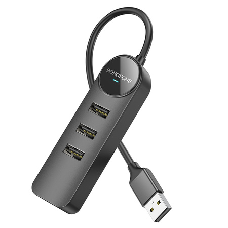 Borofone Adapter DH5 Erudite 4 w 1 - USB auf 4×USB 2.0 - 1,2 m schwarz