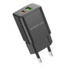 Borofone Netzladegerät BN14 Royal GaN - USB + Typ C - QC 3.0 PD 30W schwarz