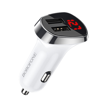 Borofone Ładowarka samochodowa BZ15 Auspicious - 2xUSB - 2,4A z kablem USB na Micro USB biała