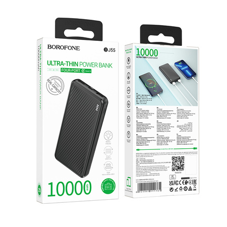 Borofone Power Bank 10000mAh BJ55 Graceful - 2xUSB - czarny